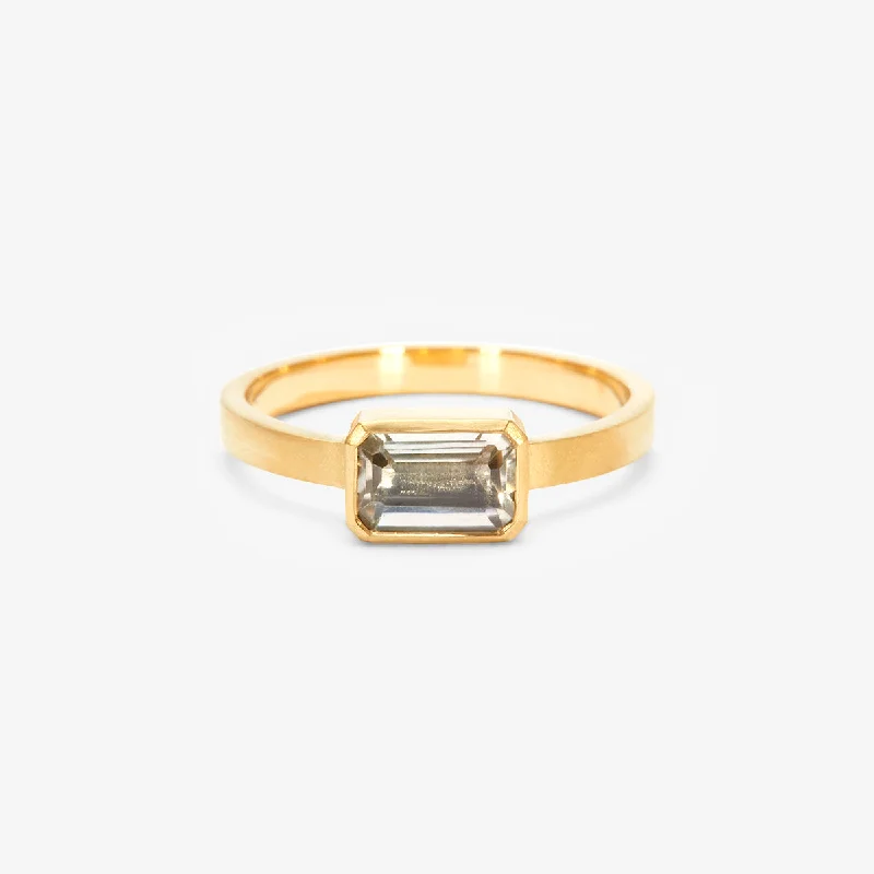 TR53-OOAK | 0.74 Carat One-of-a-Kind Elongated Octagon Cut Pale Yellow Tourmaline Ring