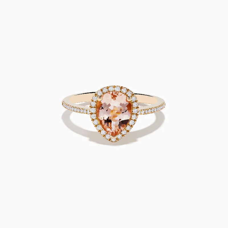 14K Rose Gold Morganite and Diamond Ring