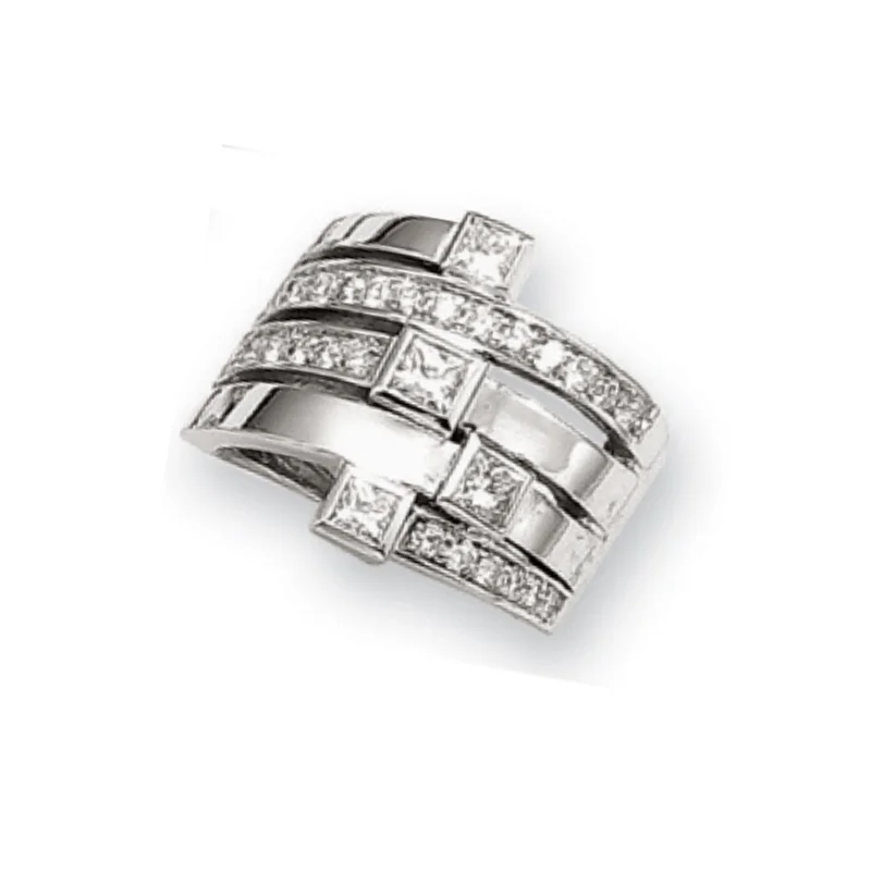 Princess Cut and Round Diamond Five Row Ring