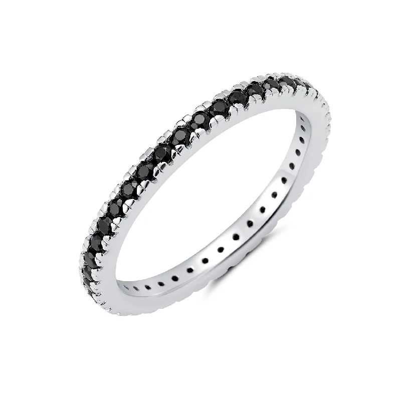 Crislu Platinum Plated Sterling Silver and Cubic Zirconia Eternity Band