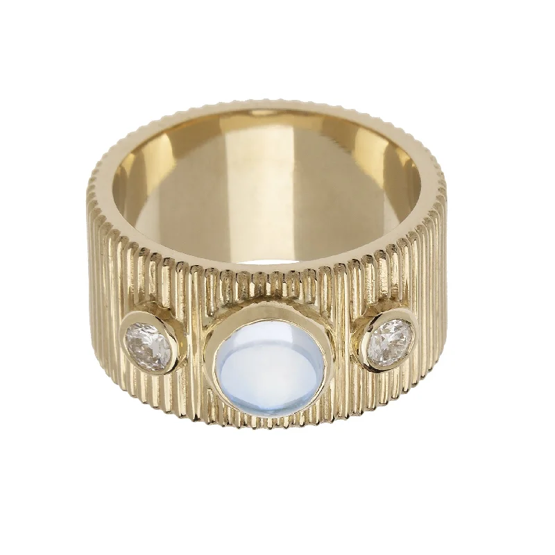 Centered Diamond & Moonstone Ring