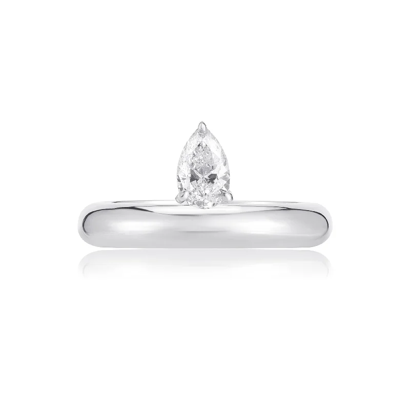 Floating Pear Shape Ring