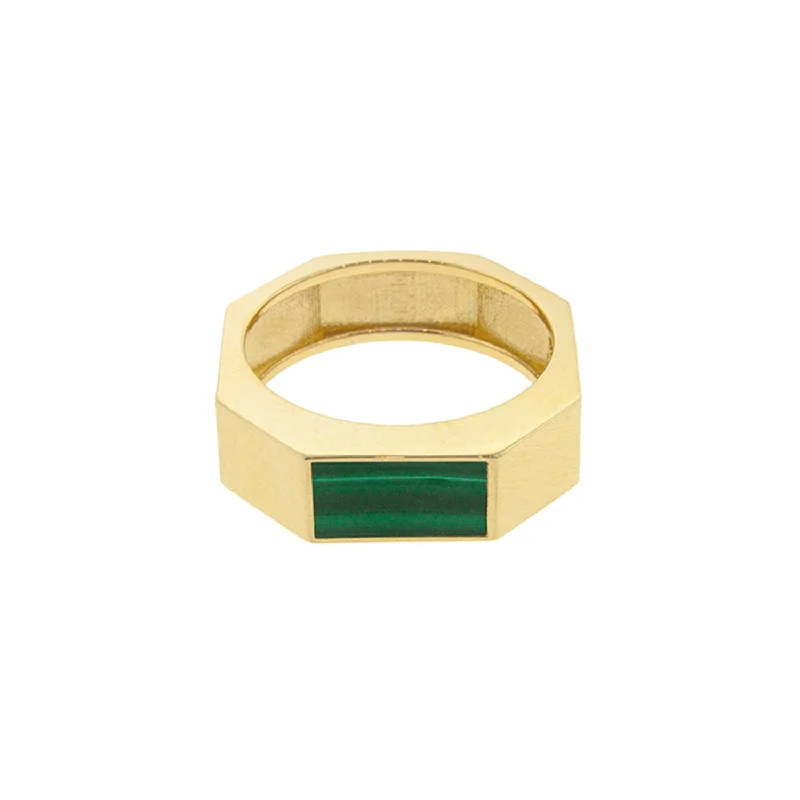 Gemstone Geo Ring with Malachite