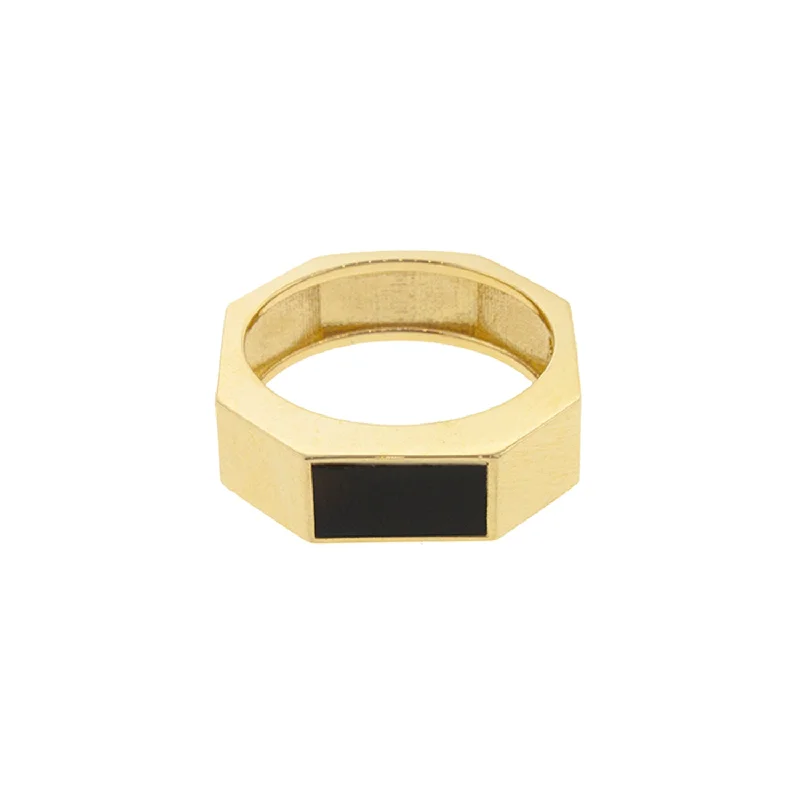 Gemstone Geo Ring with Onyx