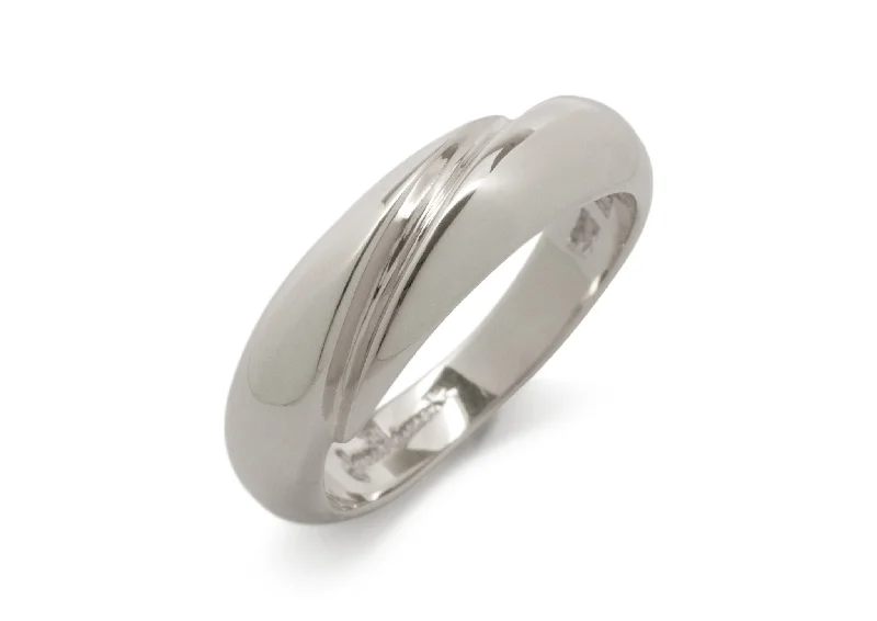 JW1 Domed Ring, White Gold & Platinum