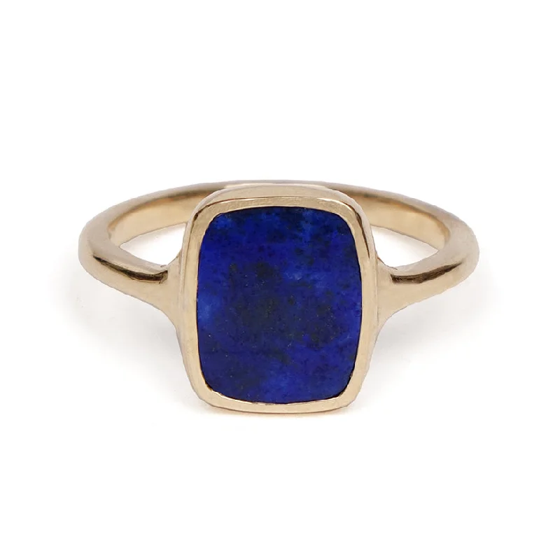 Lapis Rectangle Signet Ring