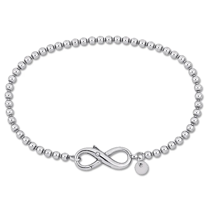 Mimi & Max Ball Link Bracelet w/ Infinity Clasp in Sterling Silver - 7.5 in.