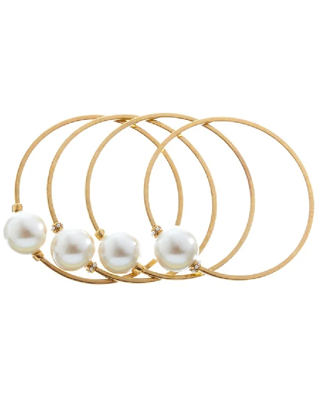 Oscar de la Renta Pearl Rolling Bangle Bracelet