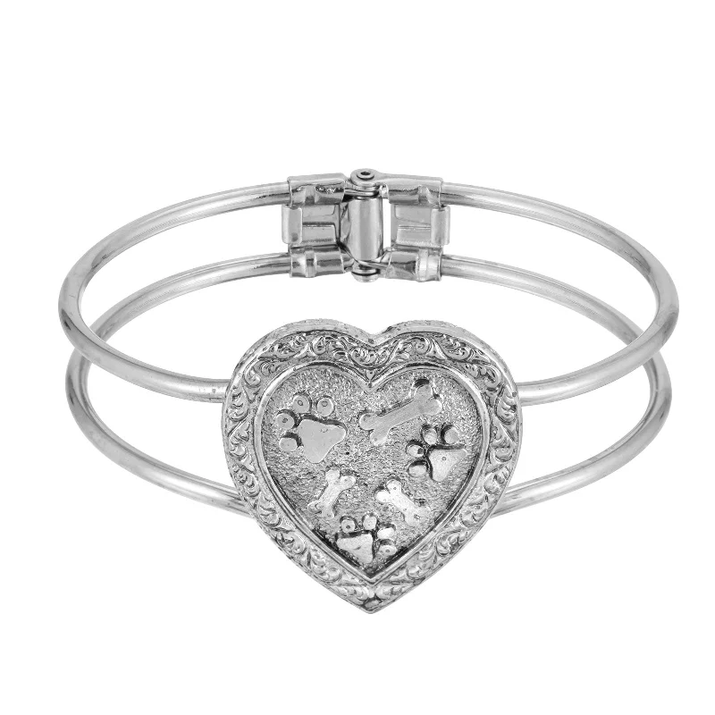 1928 Jewelry® Pewter Heart Paws And Bones Cuff Bracelet