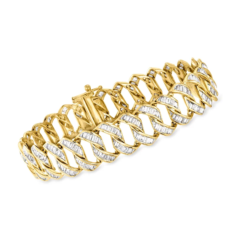 Ross-Simons Diamond Curb-Link Bracelet in 14kt Yellow Gold