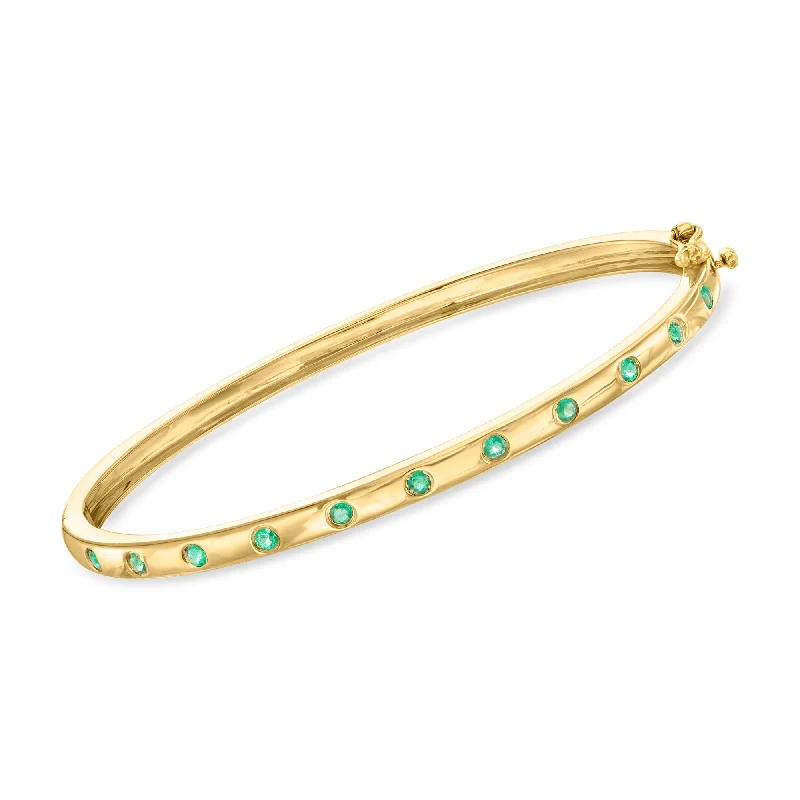 Ross-Simons Emerald Bangle Bracelet in 18kt Gold Over Sterling