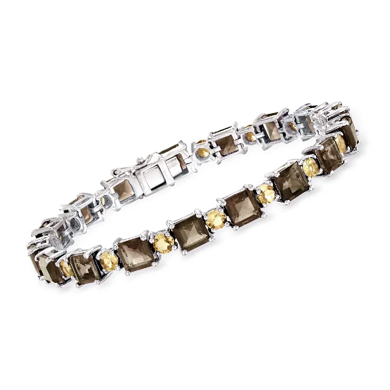 Ross-Simons Smoky Quartz and 3.70 Citrine Tennis Bracelet in Sterling Silver