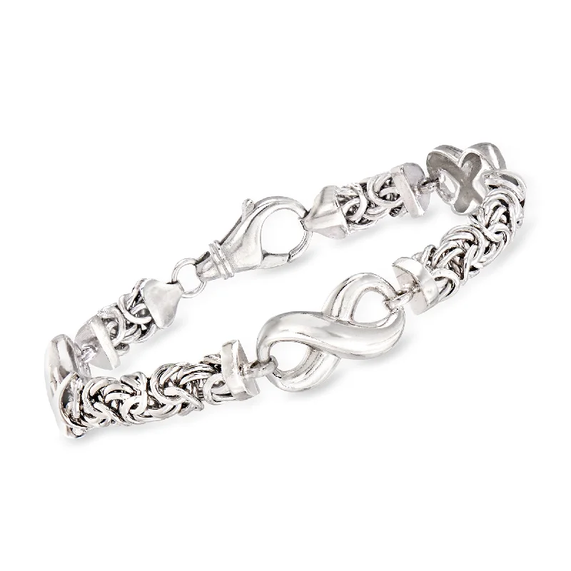 Ross-Simons Sterling Silver Byzantine Infinity Station Bracelet