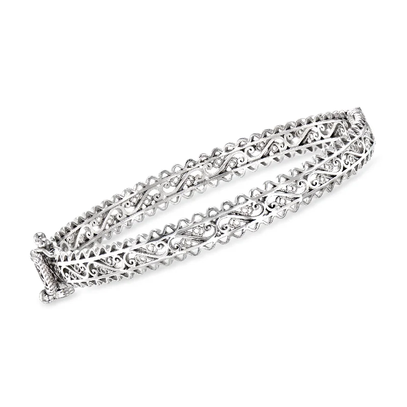 Ross-Simons Sterling Silver Filigree Bangle Bracelet