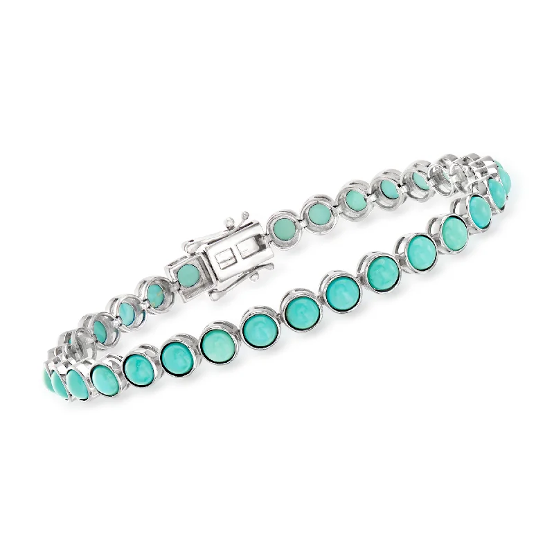 Ross-Simons Turquoise Tennis Bracelet in Sterling Silver