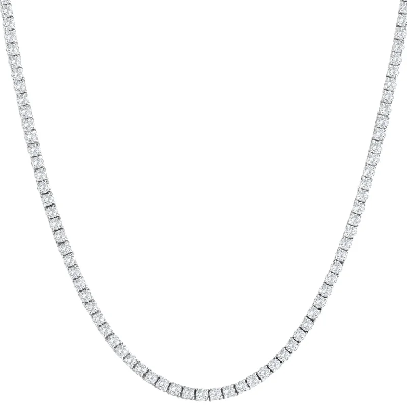 10Ct TW Lab Grown Diamond Tennis Necklace 14K White Gold 16.5"