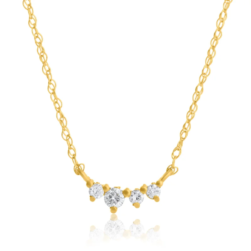 14k Yellow Gold 4 Stone Diamond Necklace