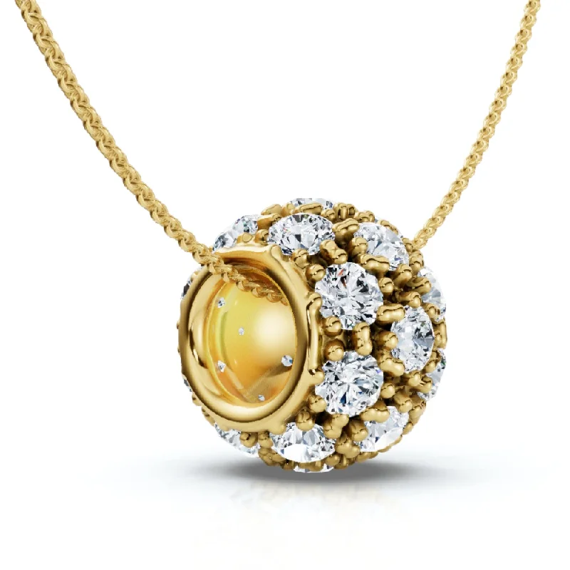 1Ct Pave Puff Slide Diamond Pendant Women's Necklace 18" Lab Grown Gold