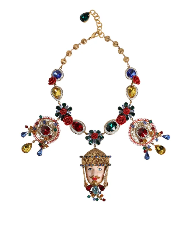 Dolce & Gabbana  Tone Brass Embellished Ball Chain Statement Women's Necklace