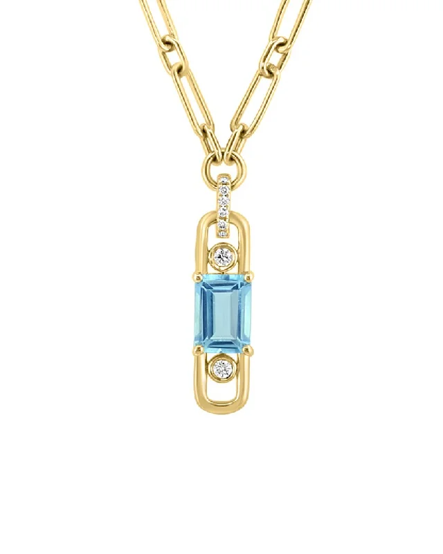 Effy Fine Jewelry 14K 1.16 ct. tw. Diamond & Sky Blue Topaz Necklace