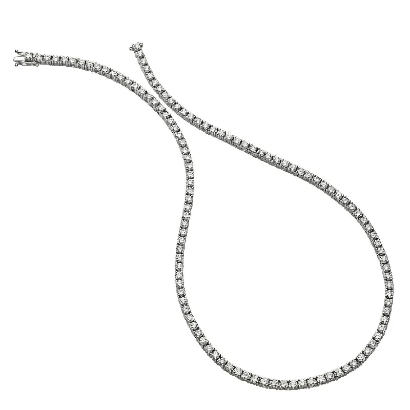 Ga Sterling Silver Cubic Zirconia 4mm Tennis Necklace