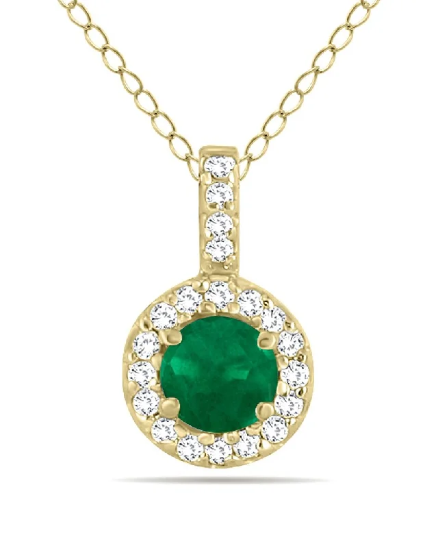 Gem Spark 14K 0.55 ct. tw. Diamond & Emerald Necklace