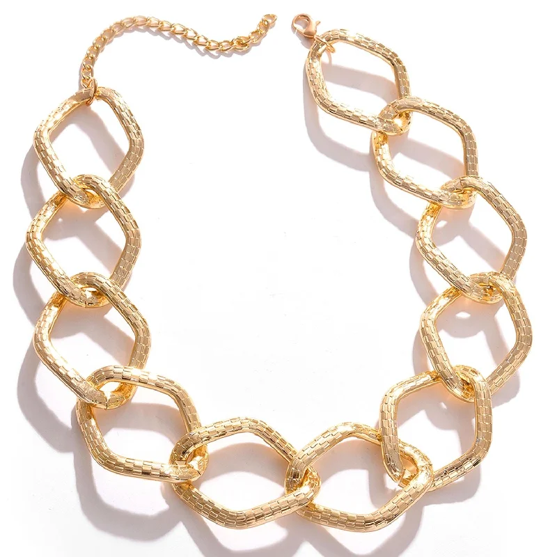 Gold Plated Necklace With Chain Detail For Women's