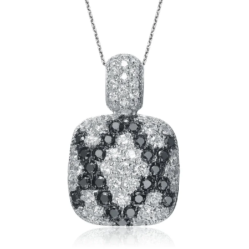 Gv Sterling Silver White And Black Cubic Zirconia Pendant