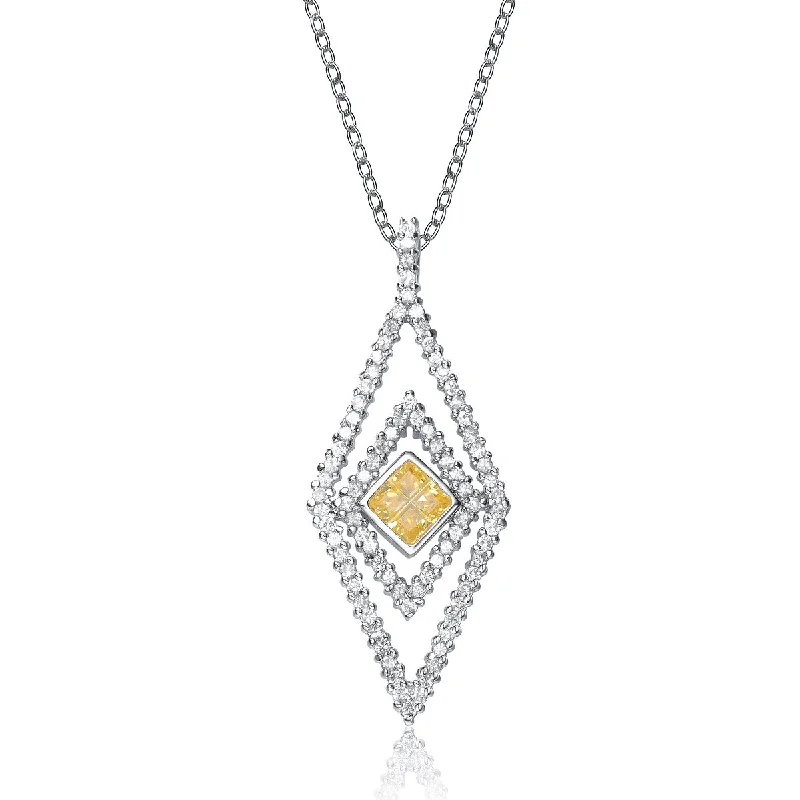 Gv Sterling Silver White And Yellow Cubic Zirconia Pendant