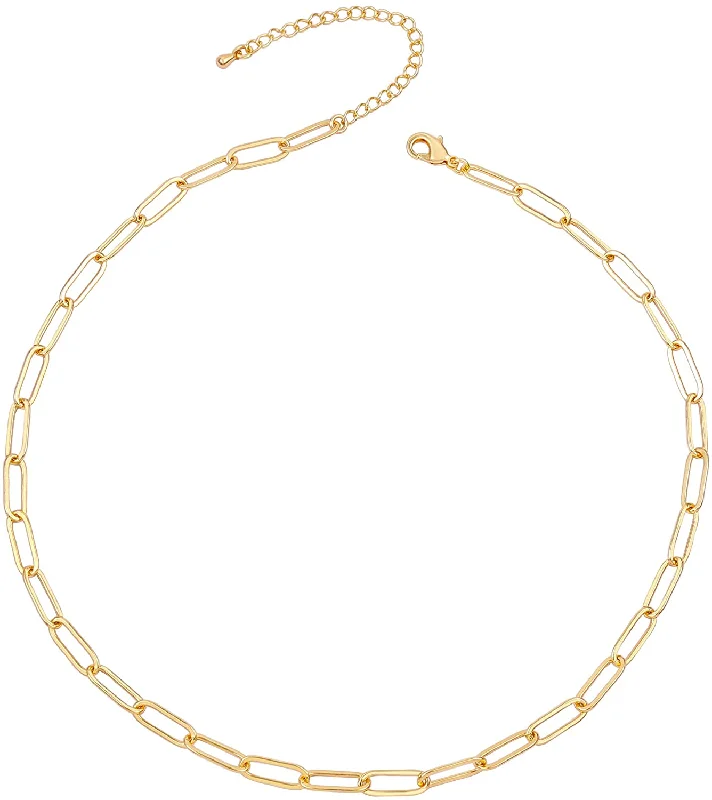 Rg 14k Gold Plated Cable Link Chain Adjustable Necklace