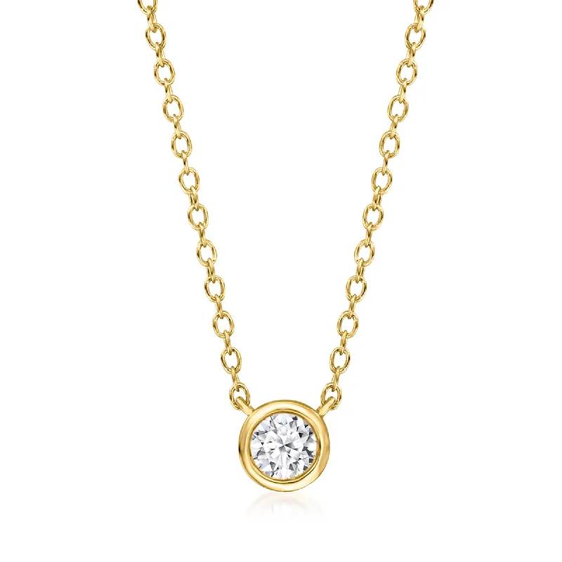 Ross-Simons Bezel-Set Lab-Grown Diamond Necklace in 18kt Gold Over Sterling