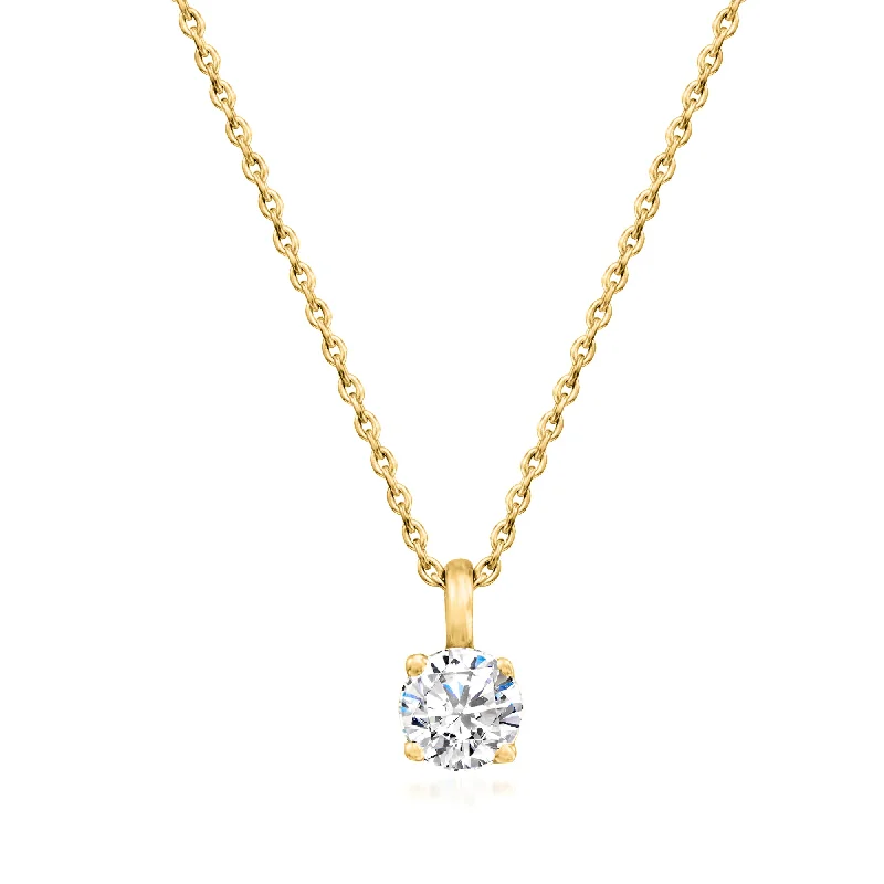 Ross-Simons Diamond Solitaire Necklace in 14kt Yellow Gold