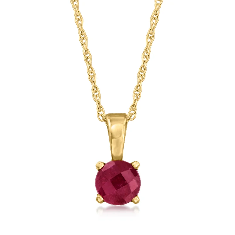 Ross-Simons Ruby Pendant Necklace in 14kt Yellow Gold