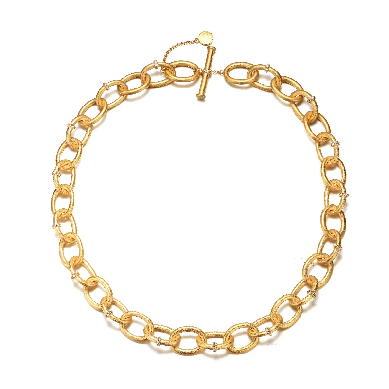 Rachel Glauber 14k Gold Plated Cubic Zirconia Chain Necklace