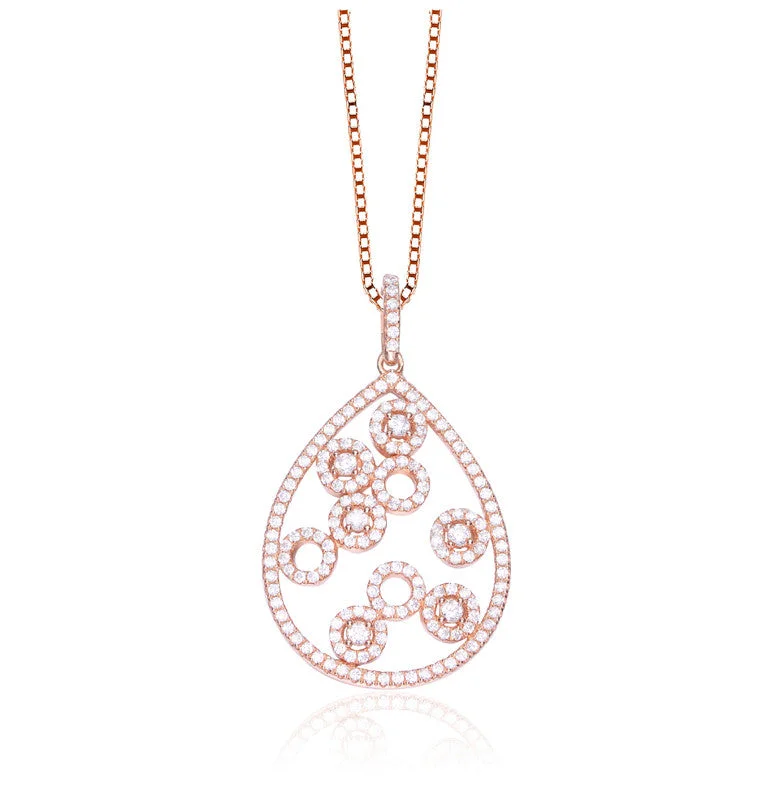 Sterling Silver Gold Overlay Cubic Zirconia Circles Galore Necklace