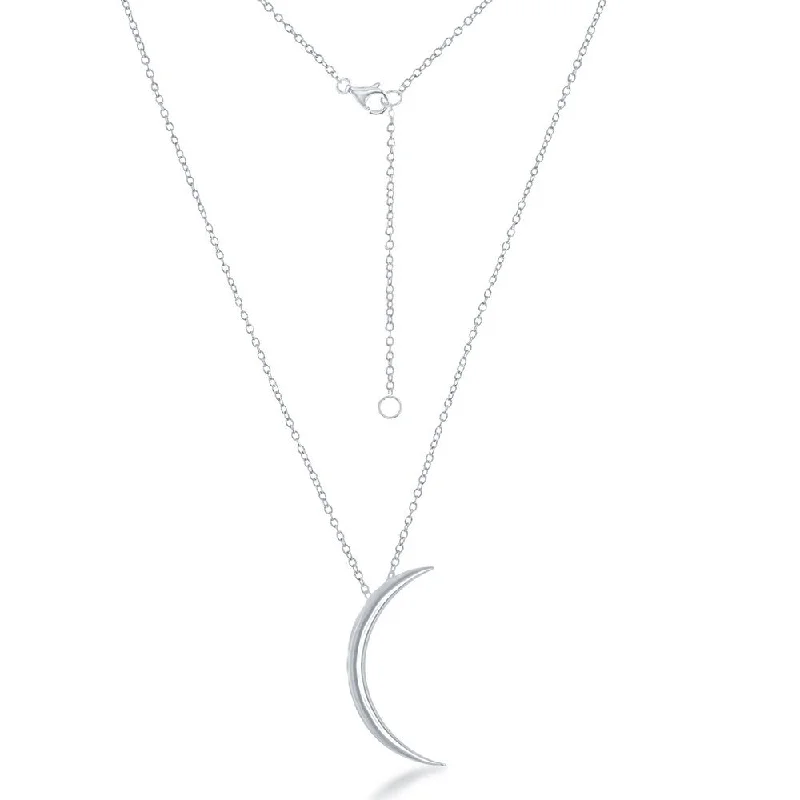 Sterling Silver Thin Crescent Moon Necklace