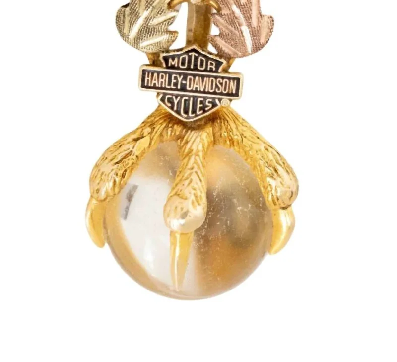 Women's Claw Crystal Ball Pendant In Yellow Gold