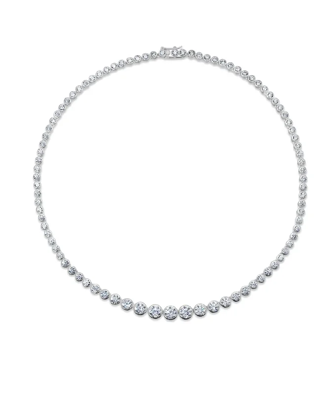 Women's Graduated Bezel Set 16'' Tennis Necklace In Silver