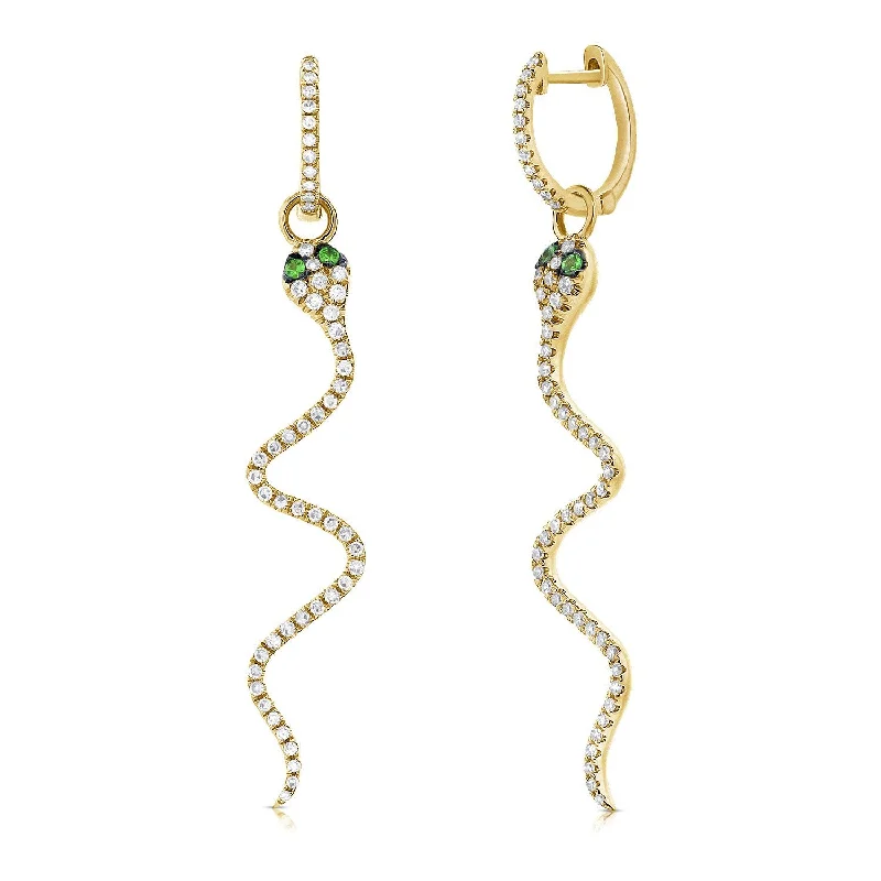 14k Gold & Diamond Snake Earrings