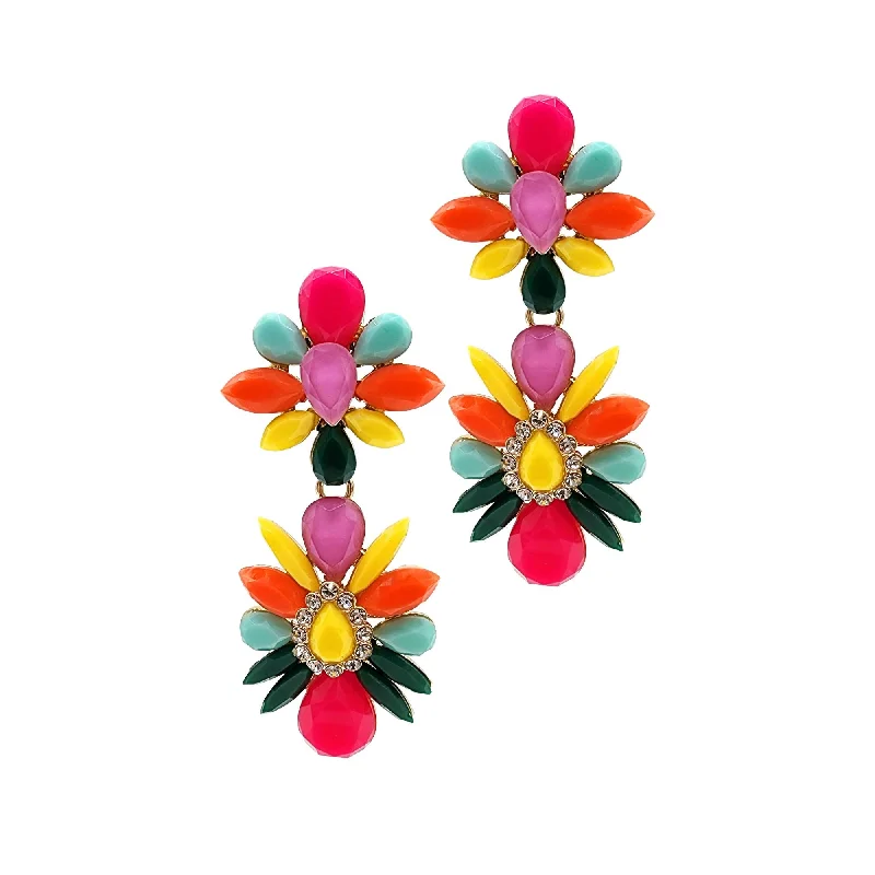 14k Gold Plated Multi Color Drop Earrings