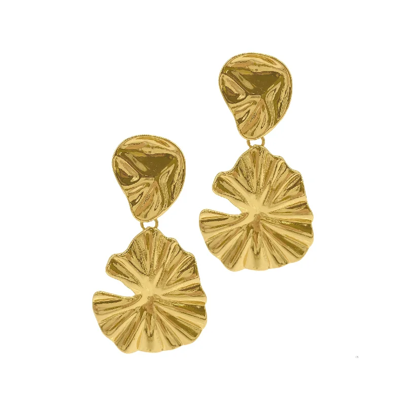 14k Gold Plated Multi Shape Drop Earrings