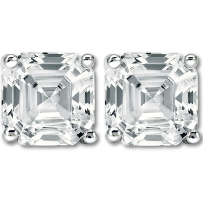 3.32Ct Asscher Cut Diamond Studs 14k White Gold Lab Grown Earrings