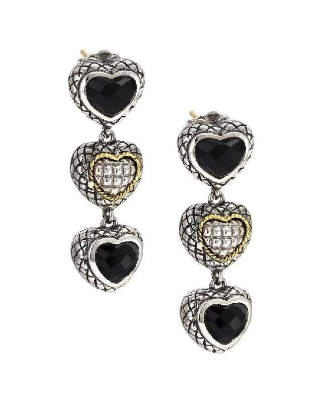 Andrea Candela Alhambra 18K Over Silver Diamond & Onyx Earrings