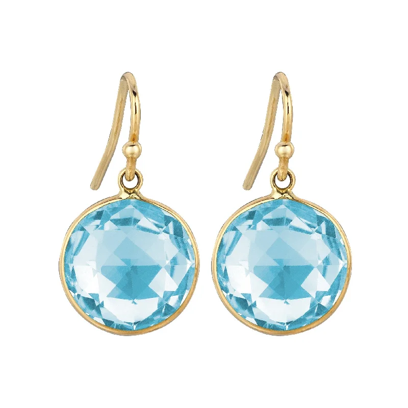 Blue Topaz Lollipop Earrings Yellow Gold