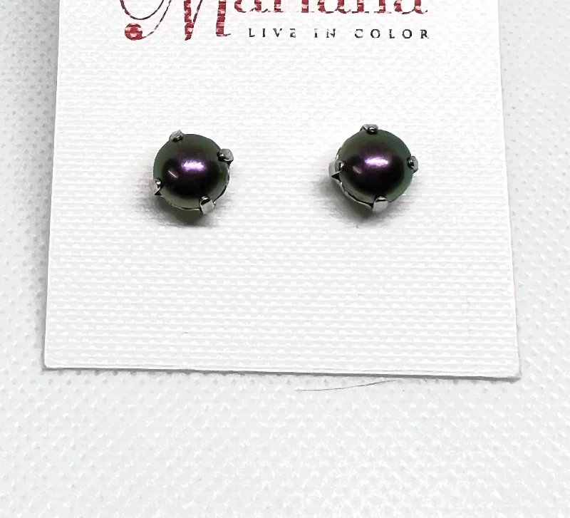 Iridescent Single-Stone Studs In Purple