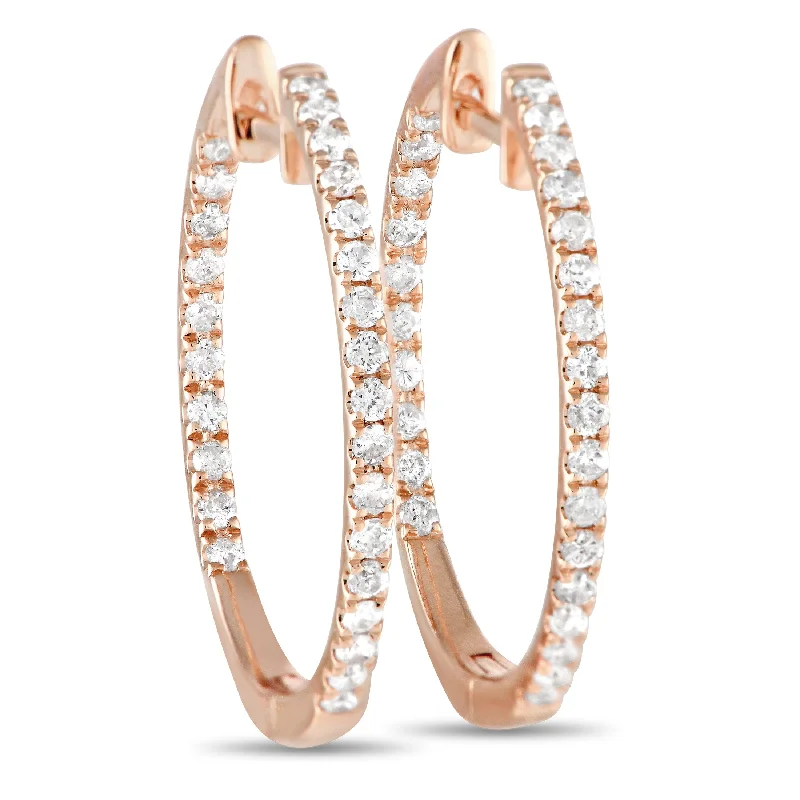 LB Exclusive 14K Rose Gold 0.50ct Diamond Inside-Out Hoop Earrings