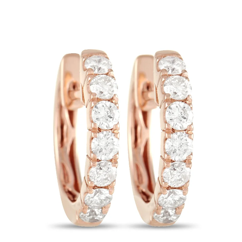 LB Exclusive 14K Rose Gold 0.59ct Diamond Hoop Earrings