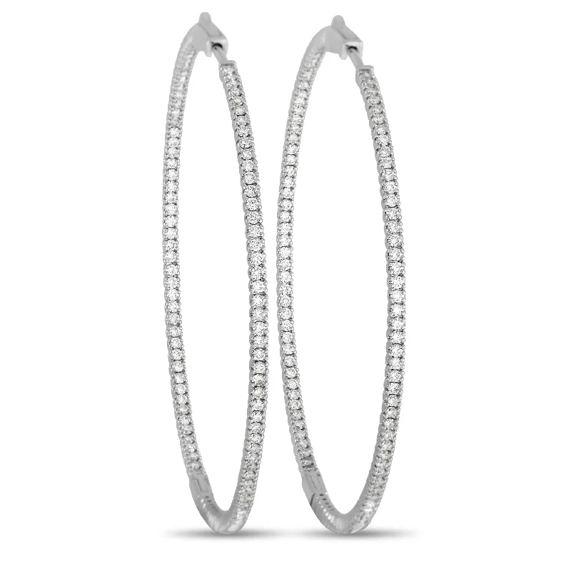 LB Exclusive 14K White Gold 2.31 ct Diamond Inside Out Hoop Earrings K5024E84