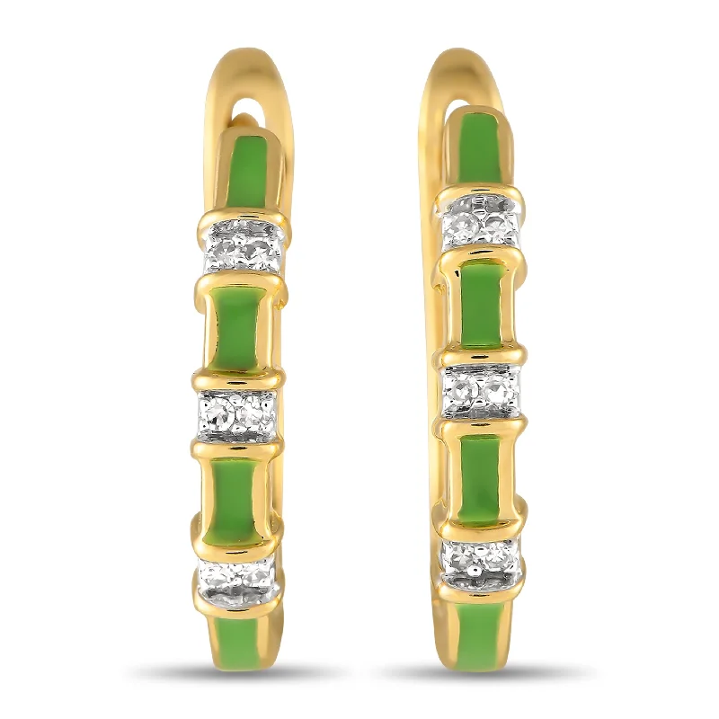 LB Exclusive 14K Yellow Gold 0.05ct Diamond and Enamel Huggie Earrings ER28196