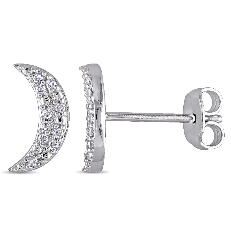 Mimi & Max 1/10ct TDW Diamond Crescent Earrings in Sterling Silver